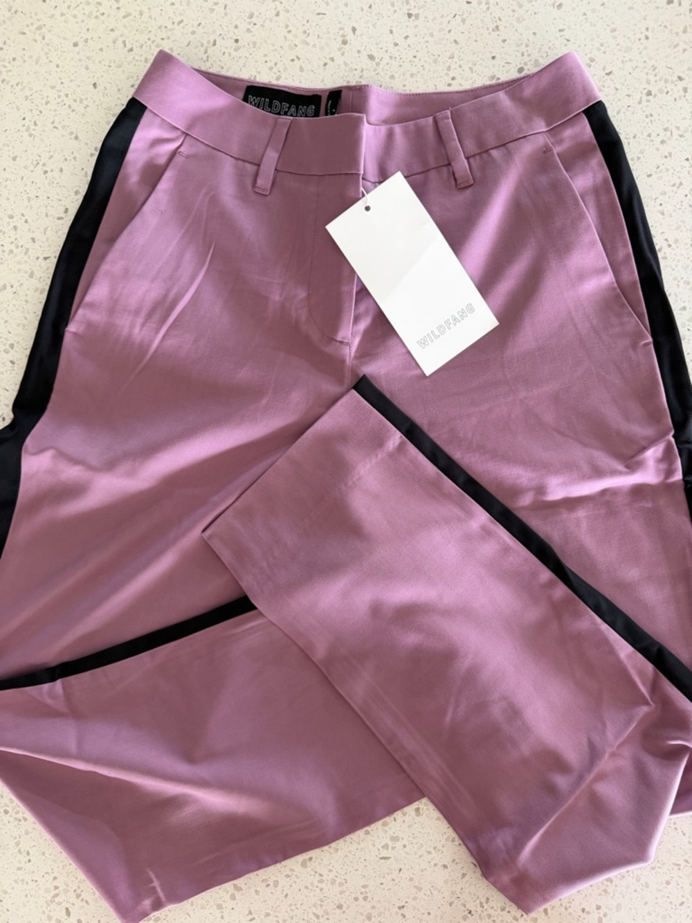 Wildfang Lilac Pink Mauve Black Stripe Empower Color Block Slim Crop Pant 2